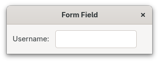 Window with a username label and an entry field