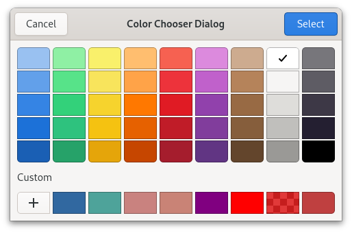 An example GtkColorChooserDialog