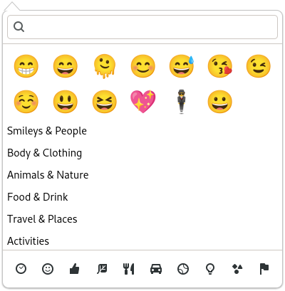 An example GtkEmojiChooser