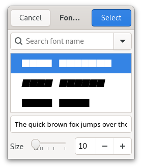 An example GtkFontChooserDialog