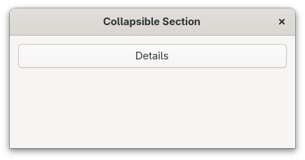 Window titled Collapsible Section with a Details toggle button in collapsed state
