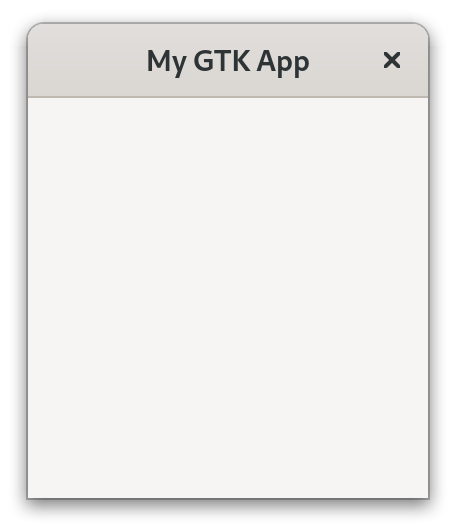 An empty window with a header bar with label 'My GTK App'