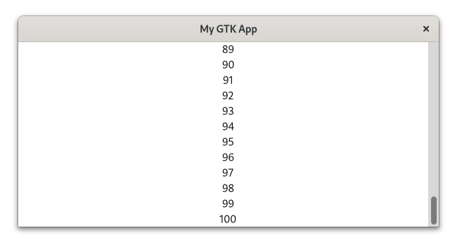 Window with a list of integers