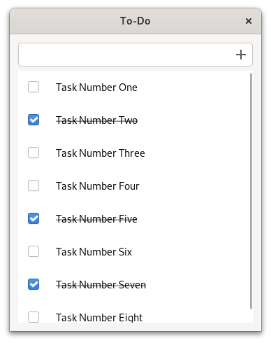 To-Do App with a couple of tasks, some of them crossed-off